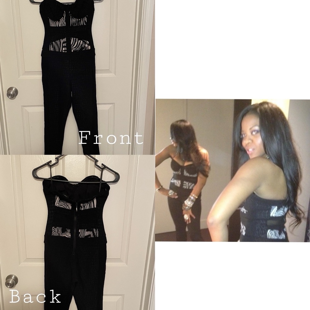 Bebe black & white jumpsuit